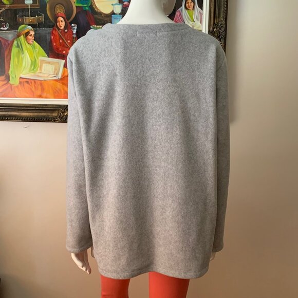 Vintage Embroidered Women's Gray Long Sleeves Button Up Cardigan - Picture 5 of 8